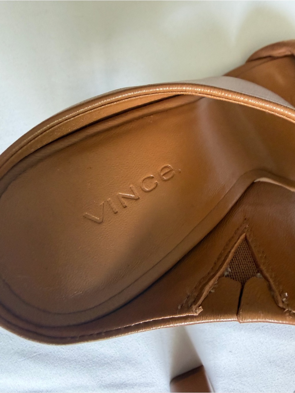 Vince "Quinn" Brown Tan Suede Leather High Block Heel Mule Sandals - Picture 11 of 15